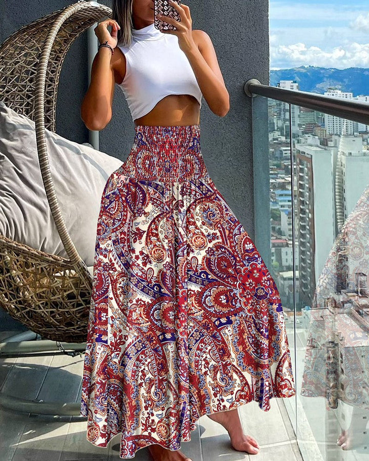 Tina | Women's Printed Smocked Maxi Skirt