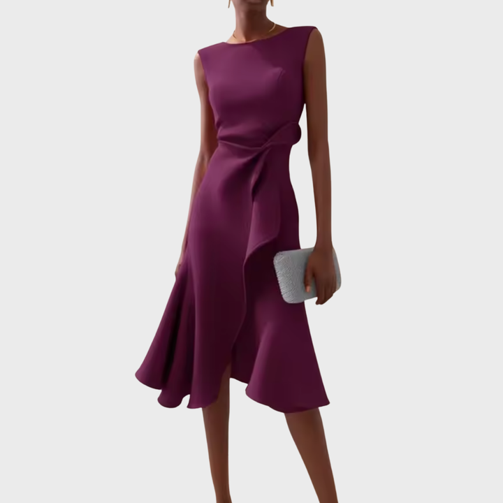 Selena | Women's Draped Asymmetric Midi Dress