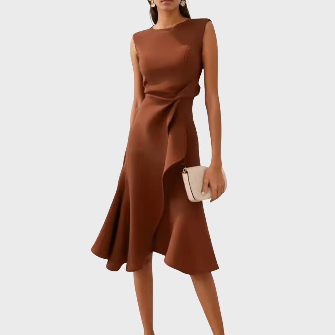 Selena | Women's Draped Asymmetric Midi Dress