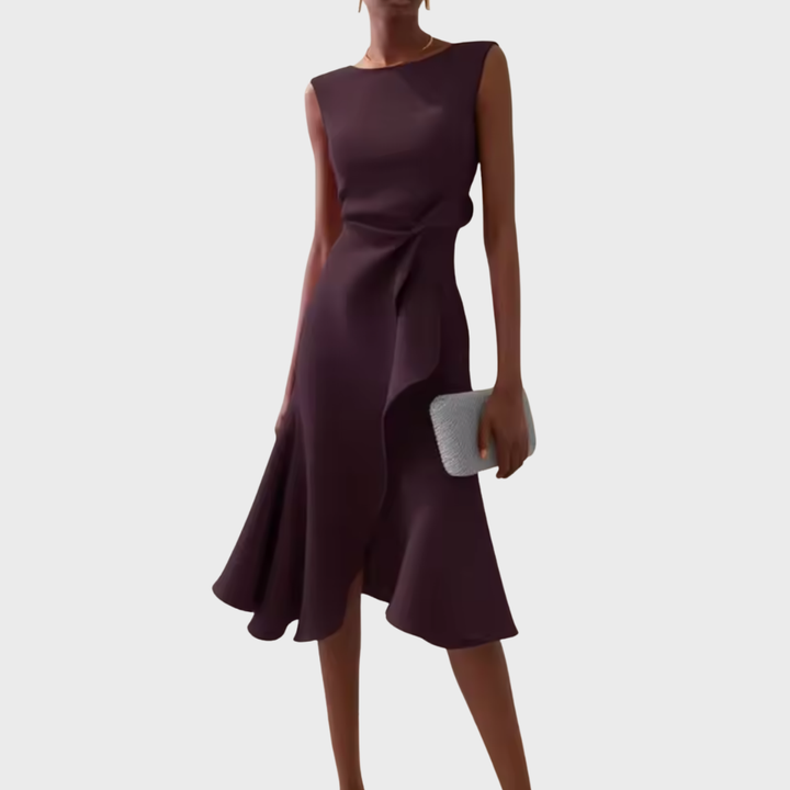 Selena | Women's Draped Asymmetric Midi Dress