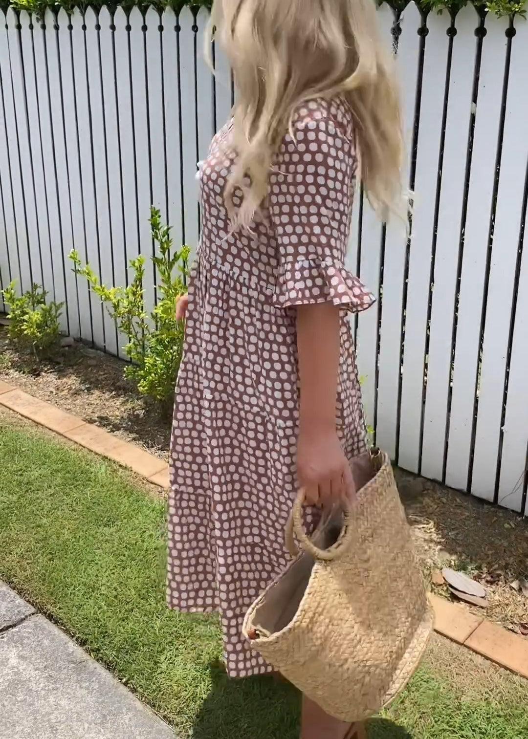 Zora | Women's Polka Dot Short Sleeve Midi Dress