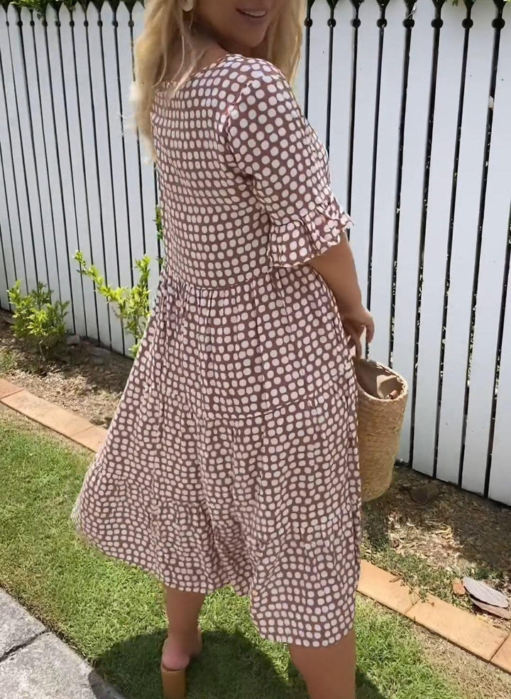 Zora | Women's Polka Dot Short Sleeve Midi Dress