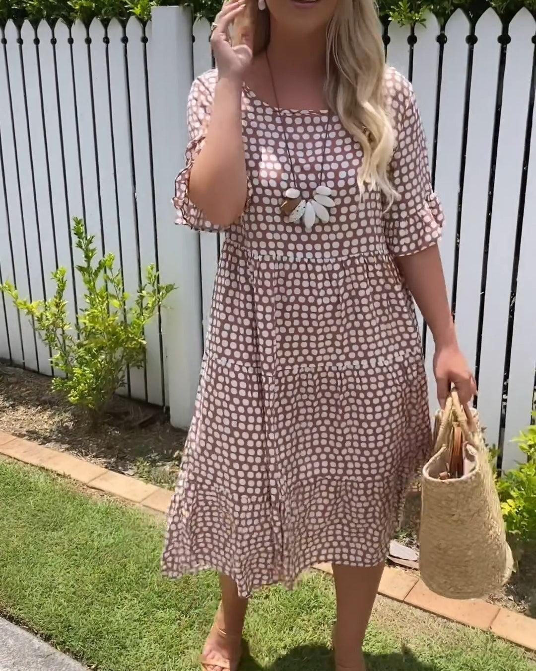 Zora | Women's Polka Dot Short Sleeve Midi Dress