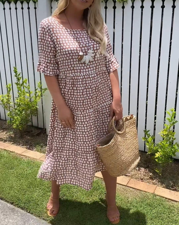 Zora | Women's Polka Dot Short Sleeve Midi Dress