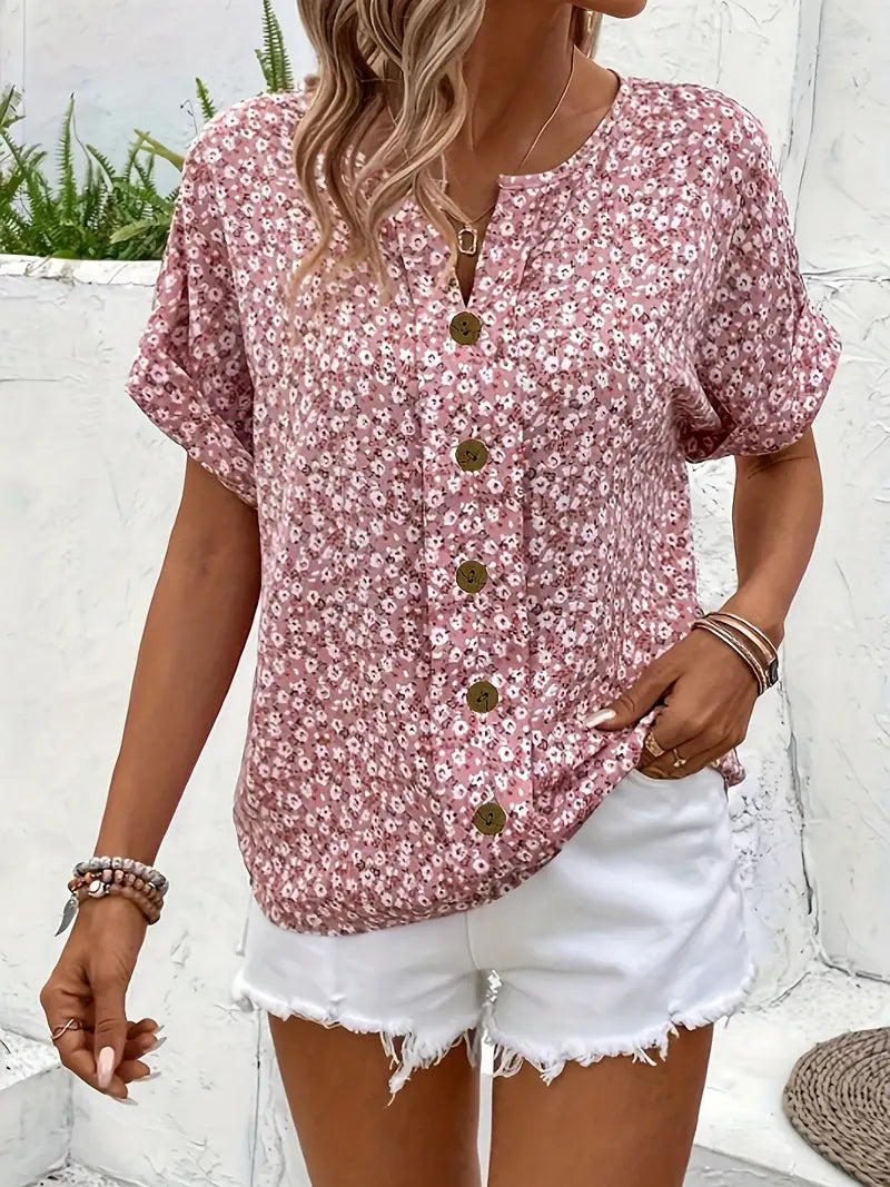 Yuna | Women's Floral Button Front Top