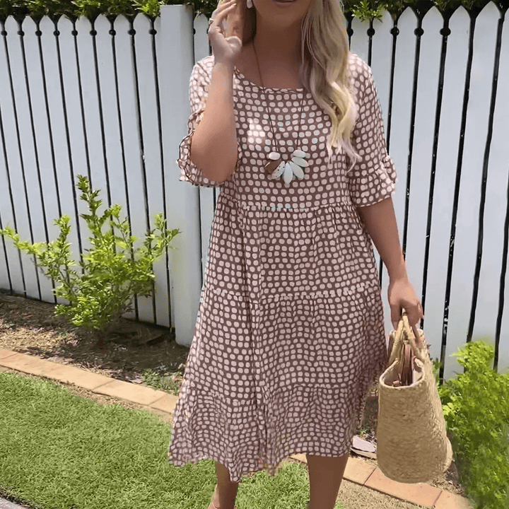 Zora | Women's Polka Dot Short Sleeve Midi Dress