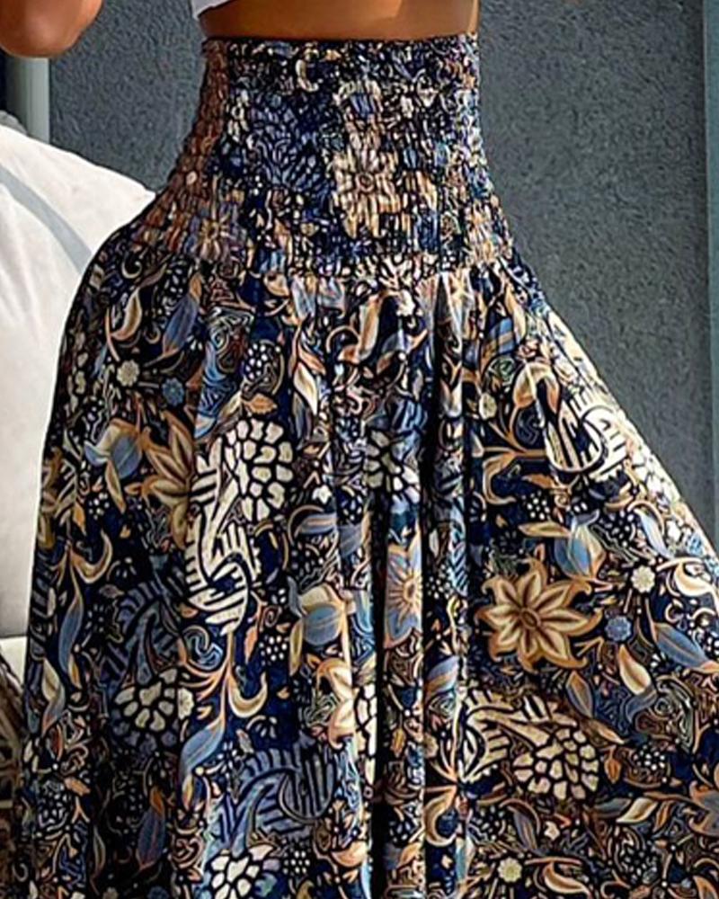 Tina | Women's Printed Smocked Maxi Skirt