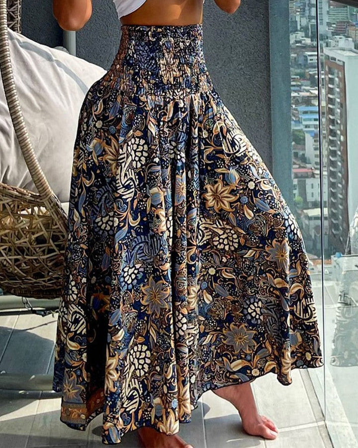 Tina | Women's Printed Smocked Maxi Skirt