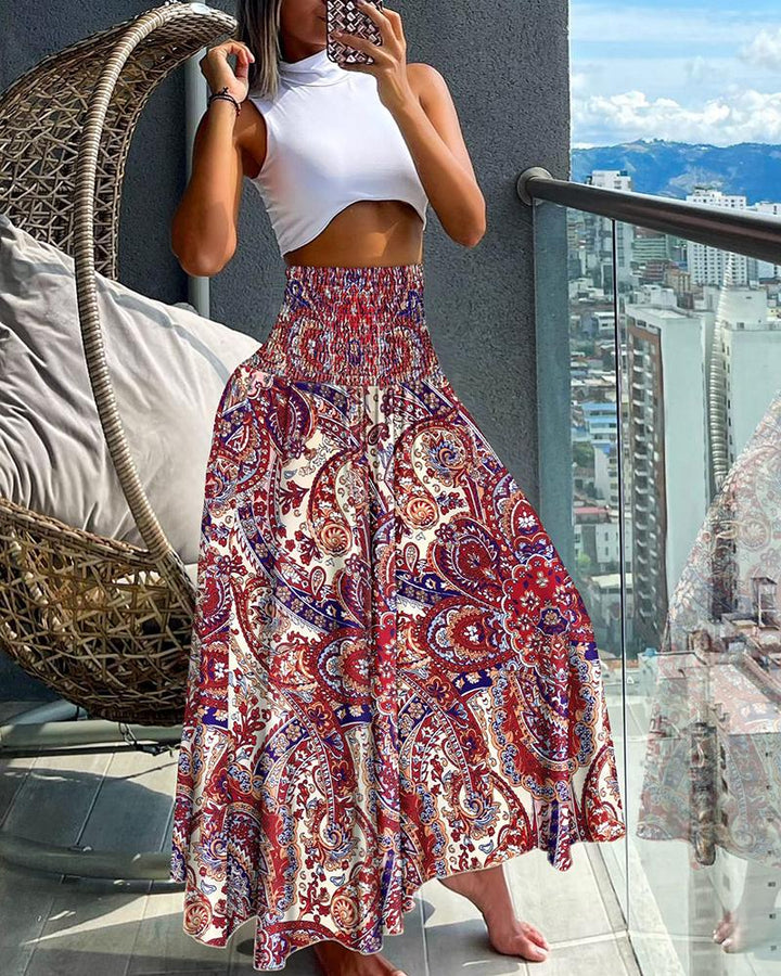 Tina | Women's Printed Smocked Maxi Skirt