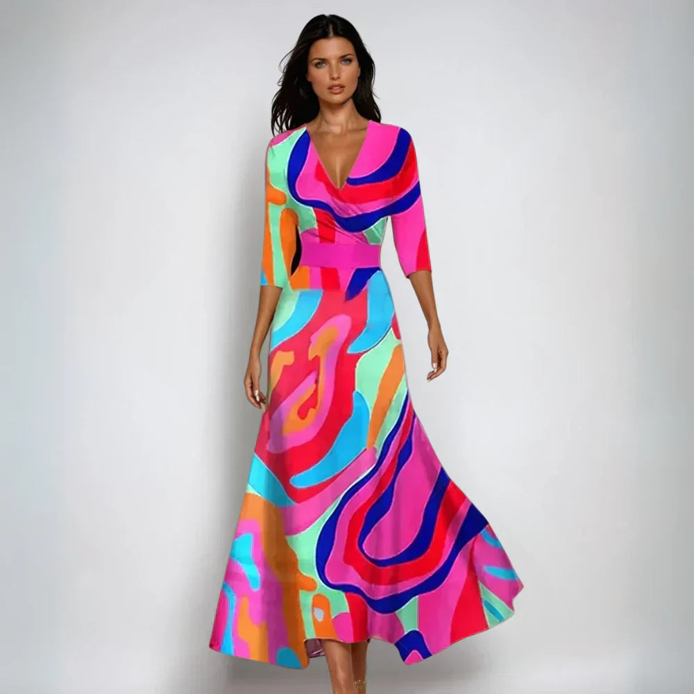 Sofie | Women's Printed Wrap Style Maxi Dress
