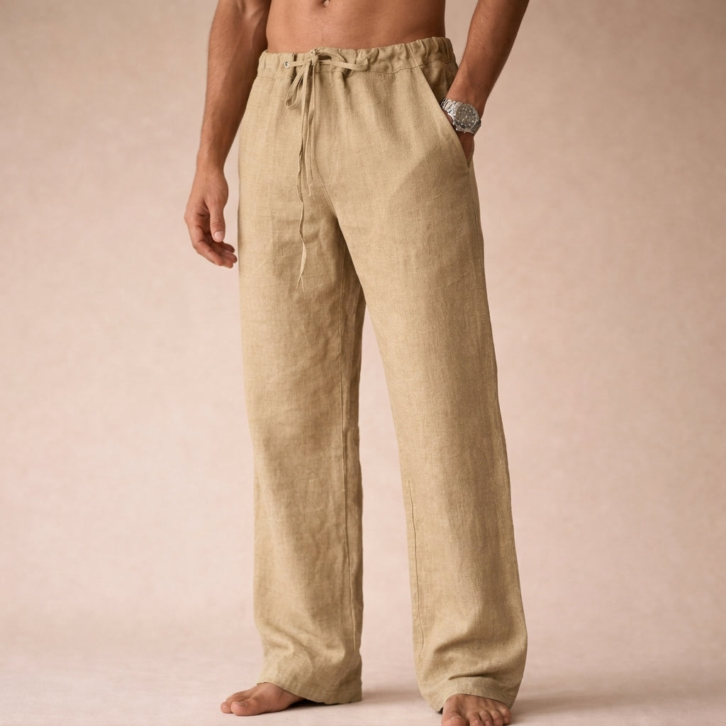 Reid | Men's Linen Drawstring Straight Leg Pants