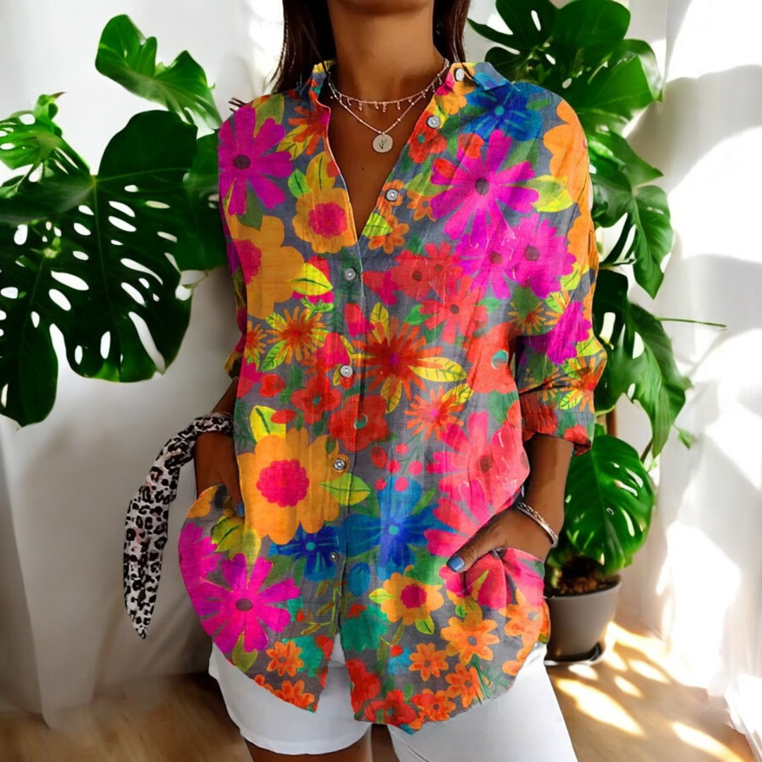 Erika | Women's Floral Button Up Top