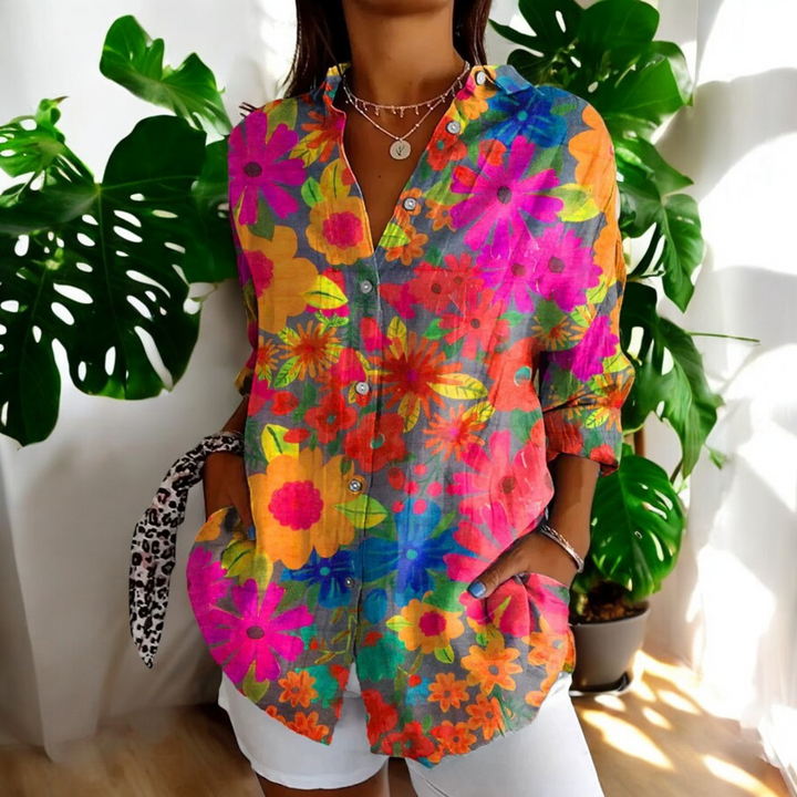 Erika | Women's Floral Button Up Top