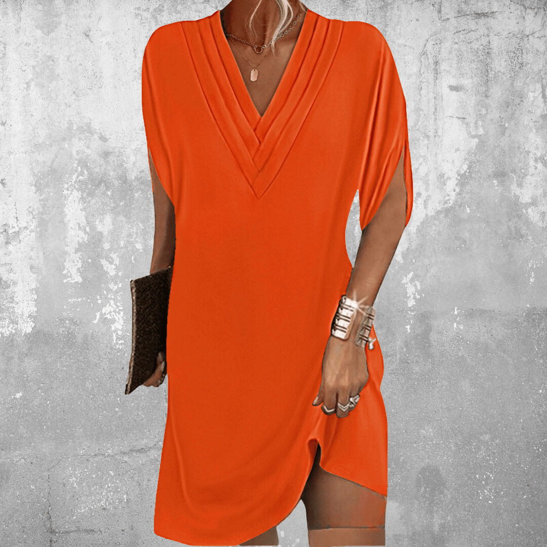 Thalia | Women's V-Neck Shift Dress with Relaxed Tummy-Hiding Fit