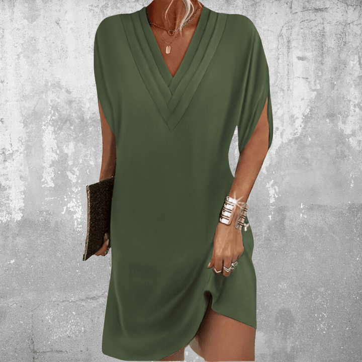 Thalia | Women's V-Neck Shift Dress with Relaxed Tummy-Hiding Fit