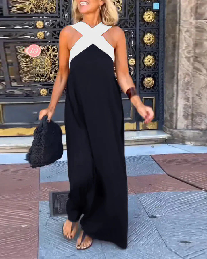 Isla | Women’s Cross Neck Maxi Dress with Relaxed Flowing Fit