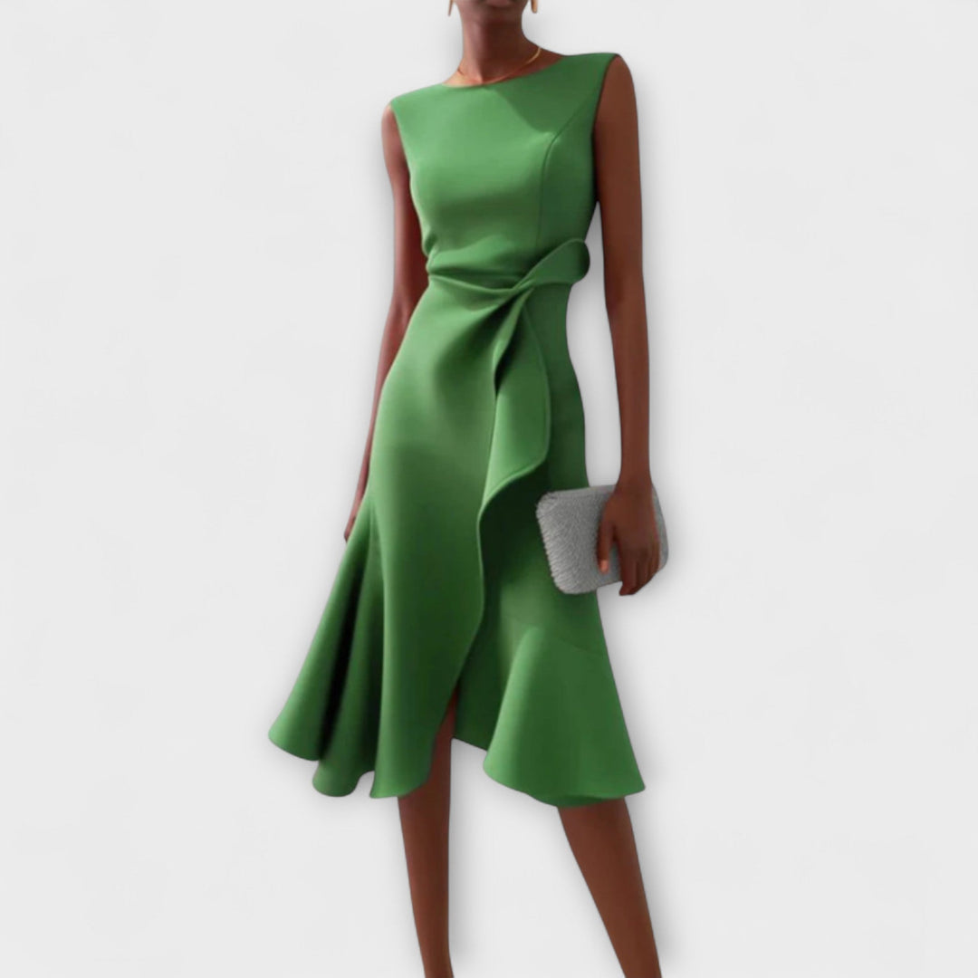 Selena | Women's Draped Asymmetric Midi Dress