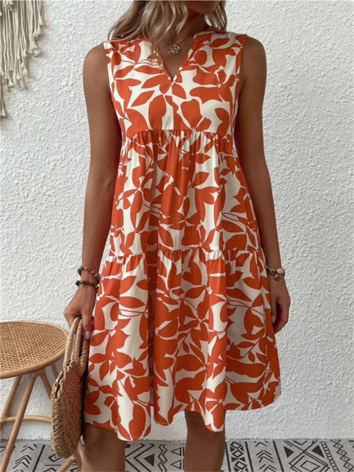 Tasha | Women's Sleeveless Printed Tiered Dress