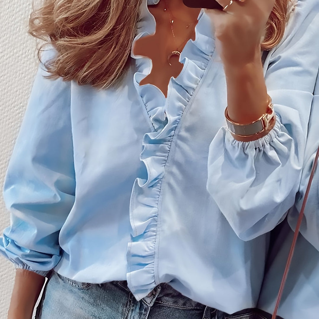 Leona | Women's Ruffle V Neck Top