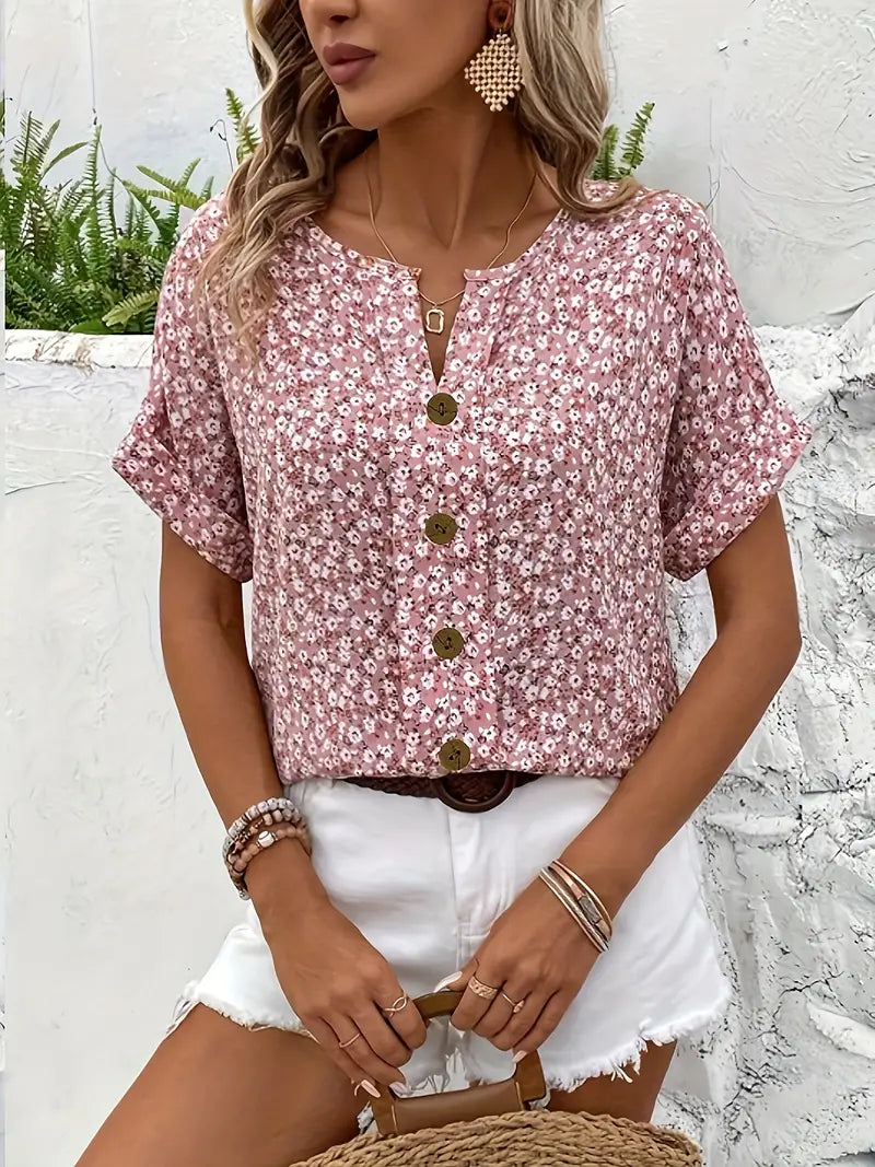 Yuna | Women's Floral Button Front Top