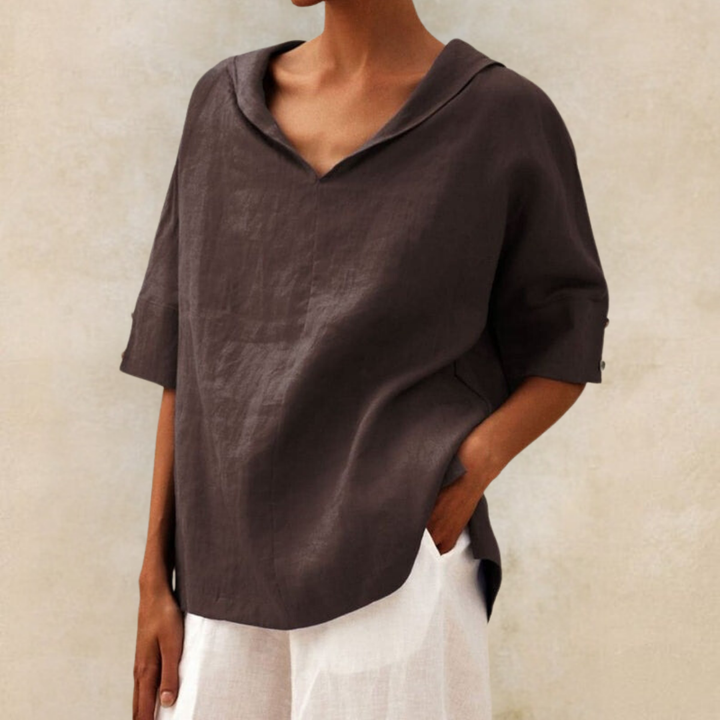 Elisa | Women's Collared Short Sleeve Top
