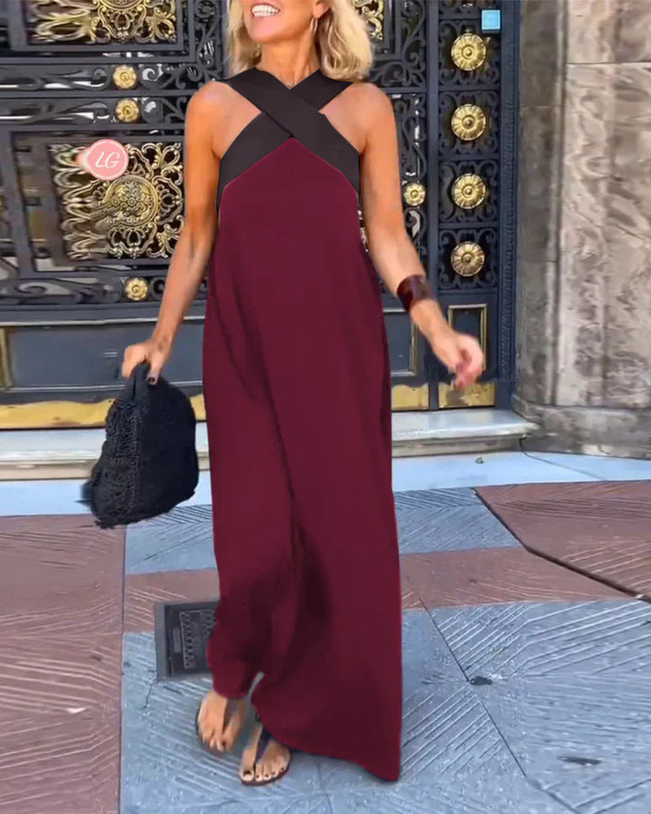 Isla | Women’s Cross Neck Maxi Dress with Relaxed Flowing Fit