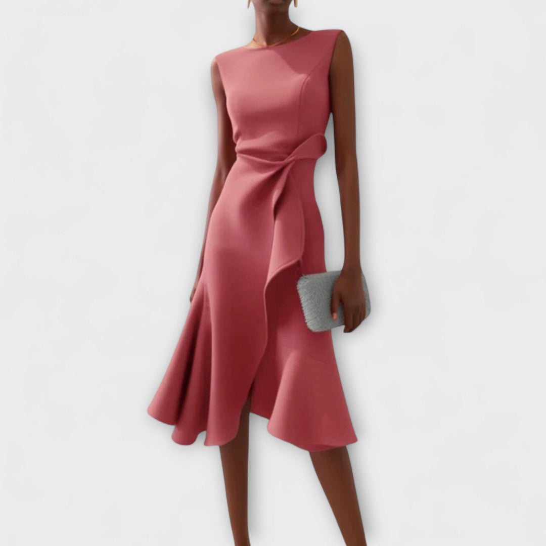 Selena | Women's Draped Asymmetric Midi Dress