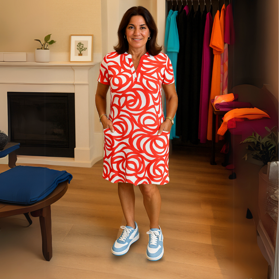 Lola | Women's Printed Shift Dress with Pockets