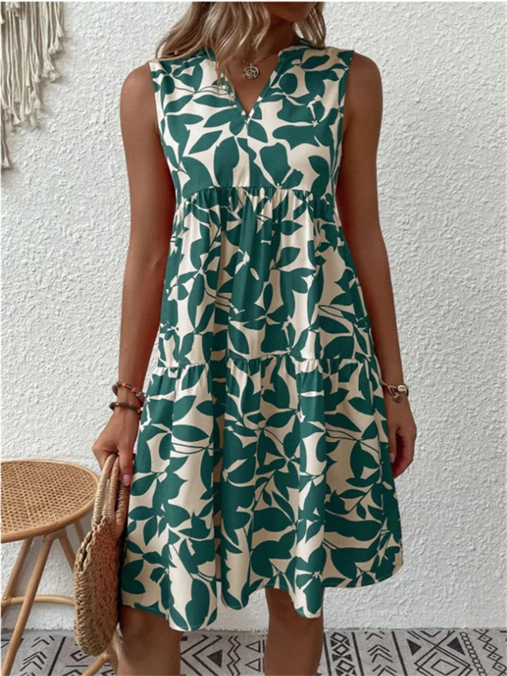 Tasha | Women's Sleeveless Printed Tiered Dress