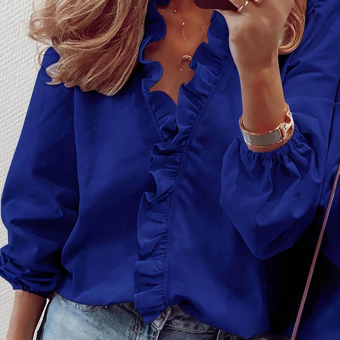 Leona | Women's Ruffle V Neck Top
