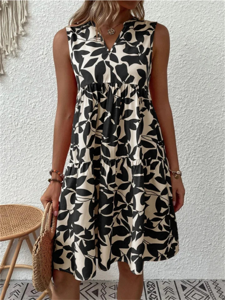 Tasha | Women's Sleeveless Printed Tiered Dress