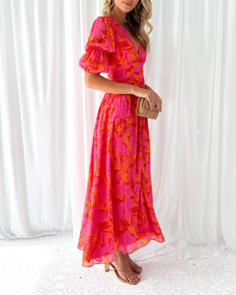Emilia | Women's Floral Puff Sleeve Maxi Dress