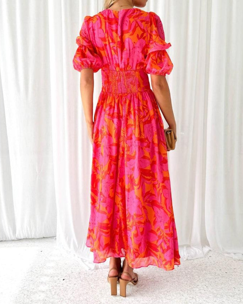 Emilia | Women's Floral Puff Sleeve Maxi Dress