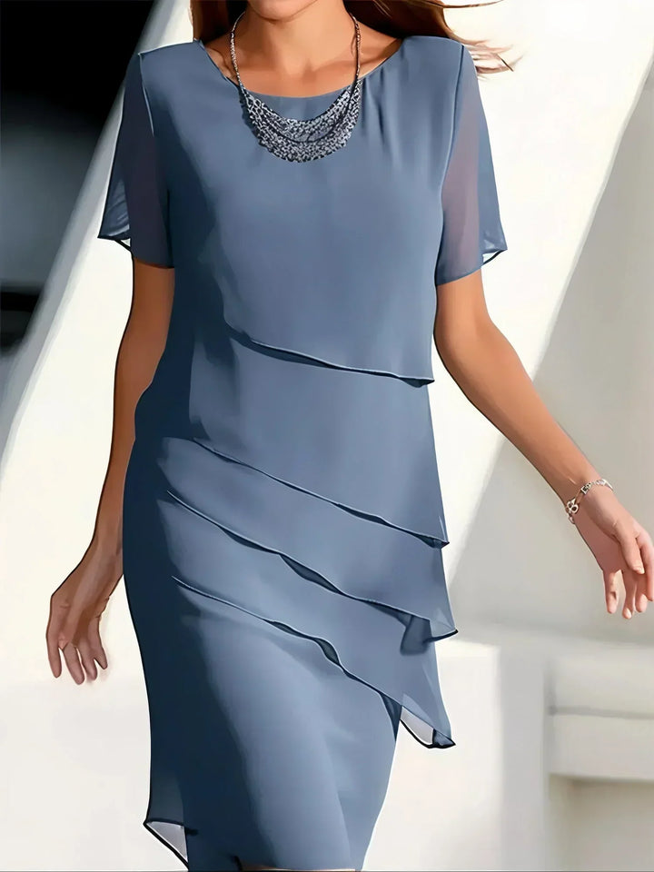 Janet | Women's Chiffon Wedding Guest Midi Dress