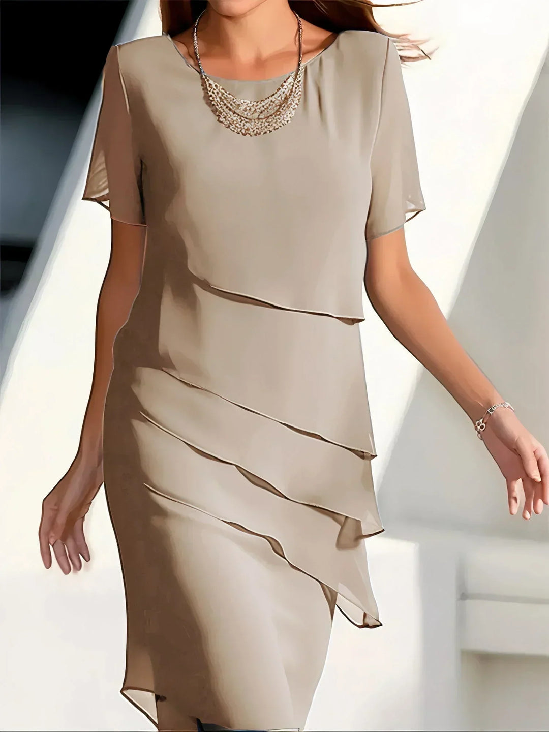 Janet | Women's Chiffon Wedding Guest Midi Dress