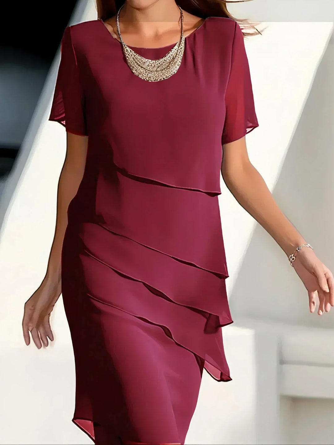 Janet | Women's Chiffon Wedding Guest Midi Dress