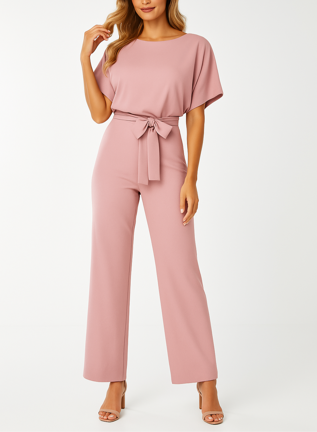 Ella | Women's Tie Waist Wide Leg Jumpsuit