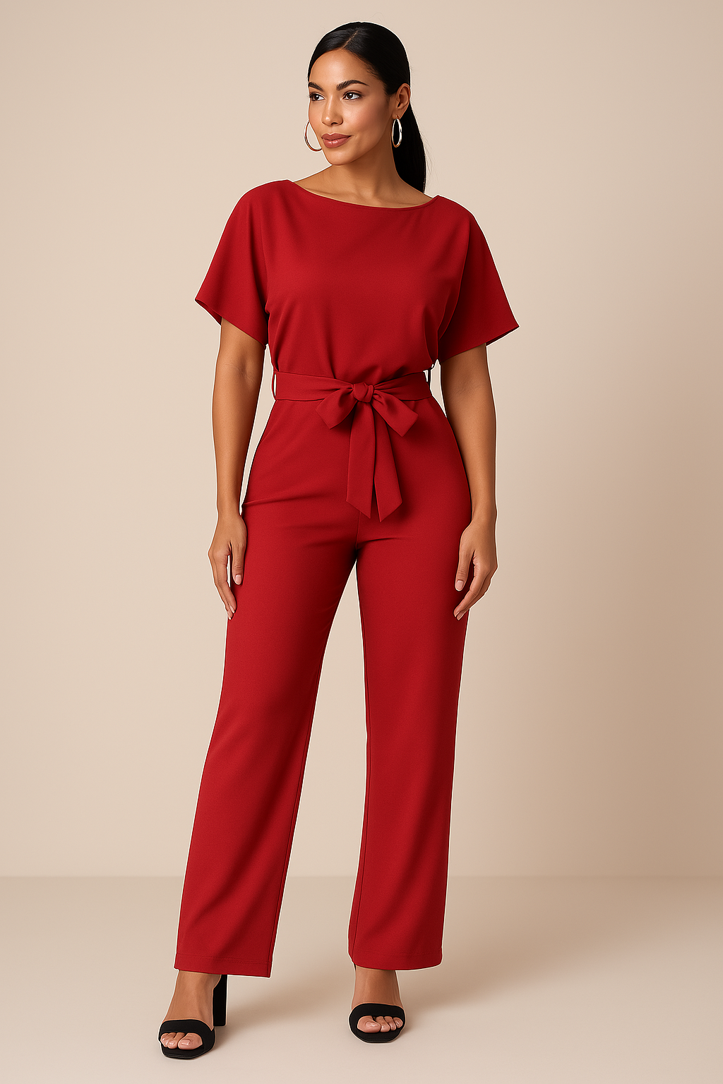 Ella | Women's Tie Waist Wide Leg Jumpsuit