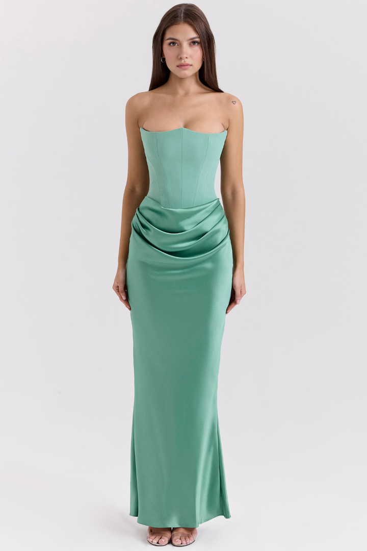 Dora | Women's Strapless Satin Maxi Dress