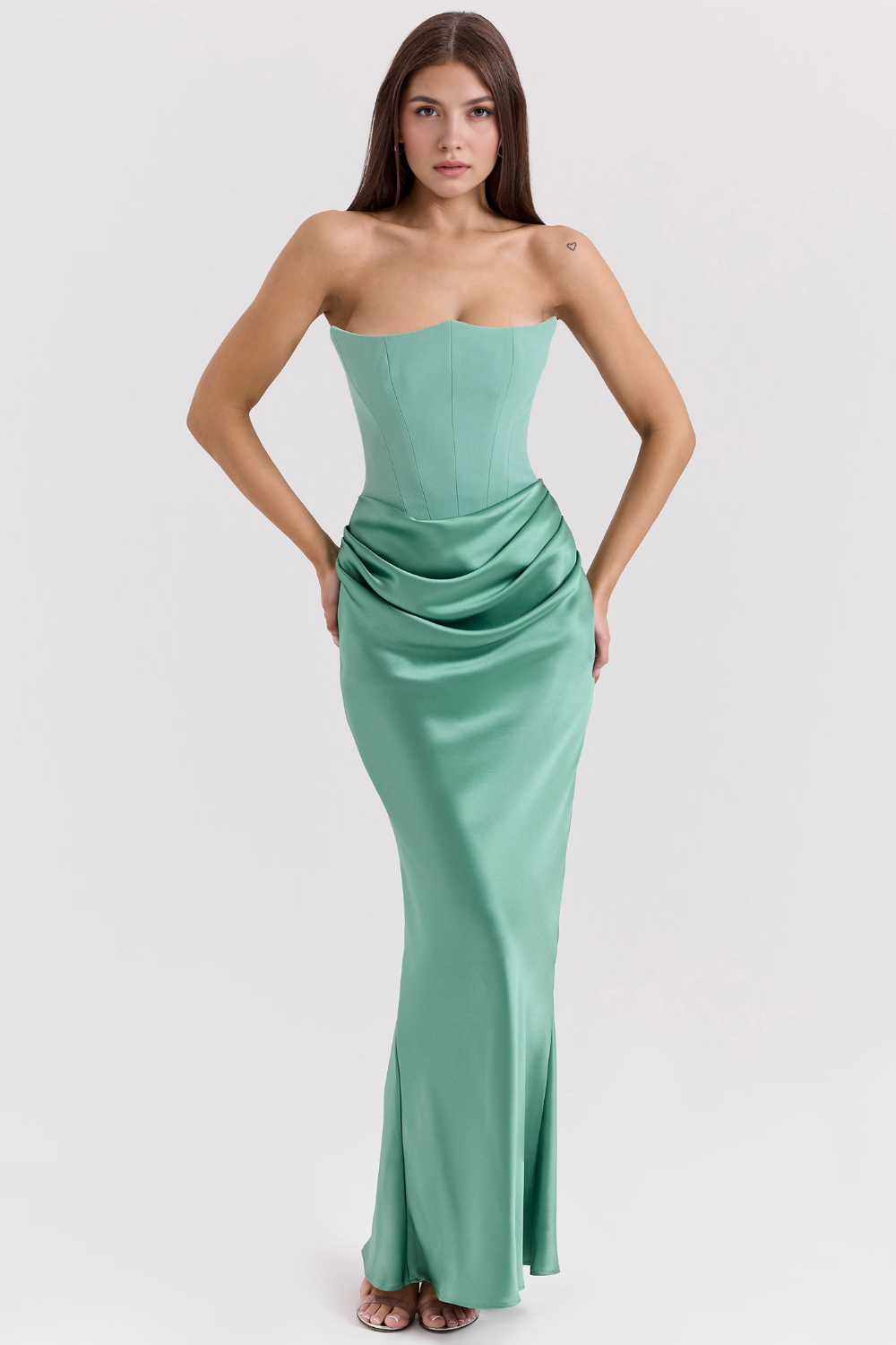 Dora | Women's Strapless Satin Maxi Dress