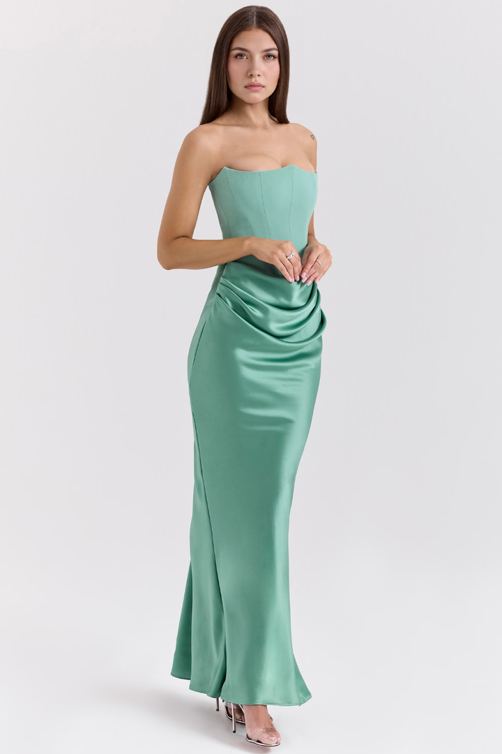 Dora | Women's Strapless Satin Maxi Dress