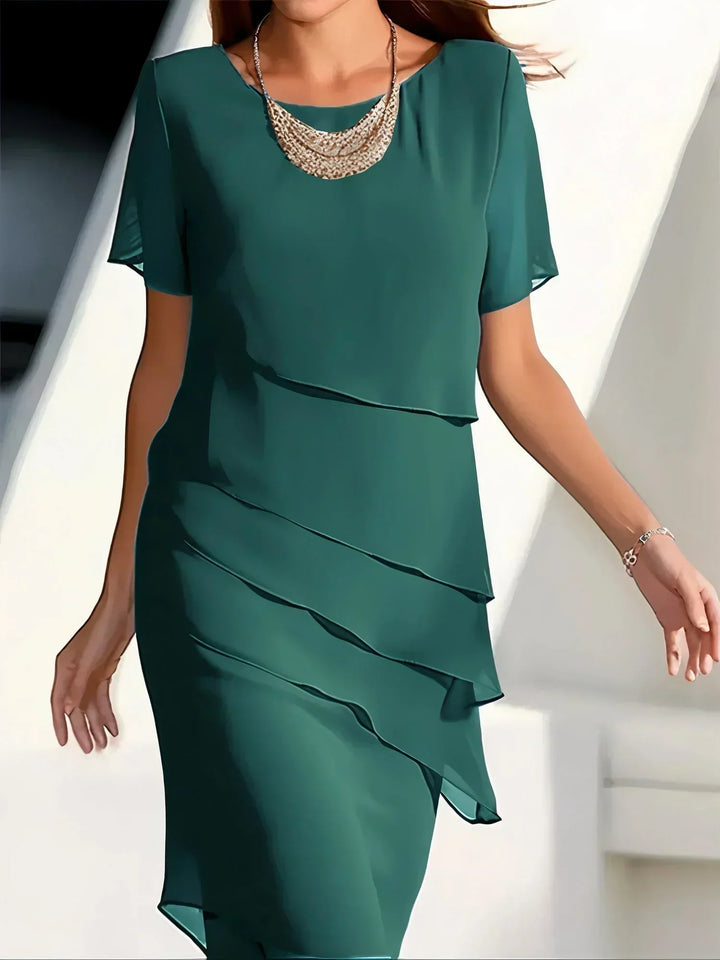 Janet | Women's Chiffon Wedding Guest Midi Dress