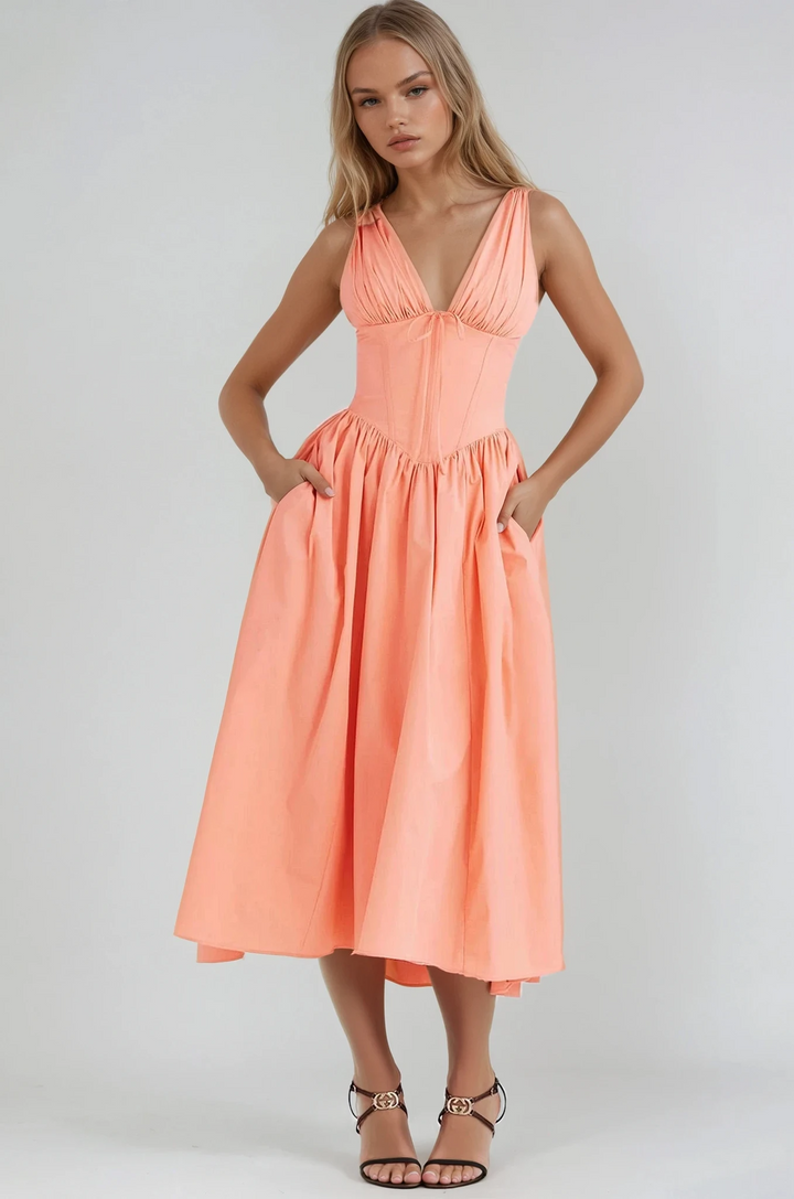 Aylin | Women's Floral V-Neck Midi Dress