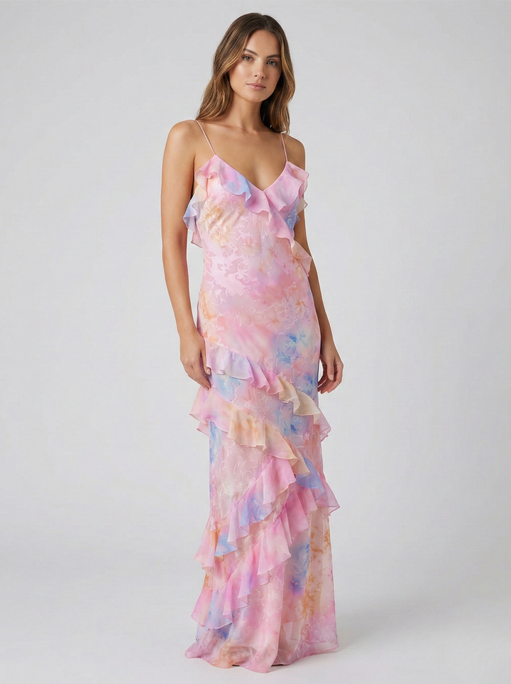 Serena | Women's Ruffle Maxi Wedding Guest Dress