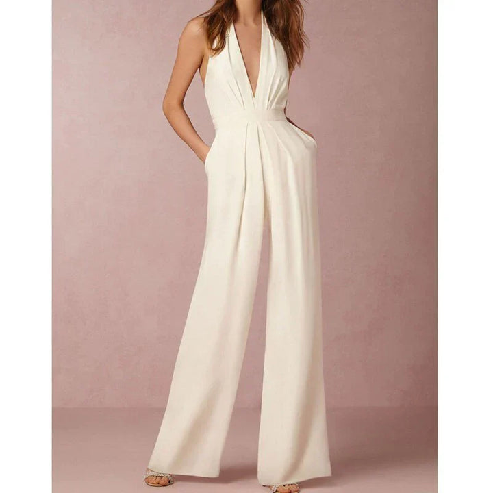 Alexandrine | Women's Halter Wide Leg Jumpsuit