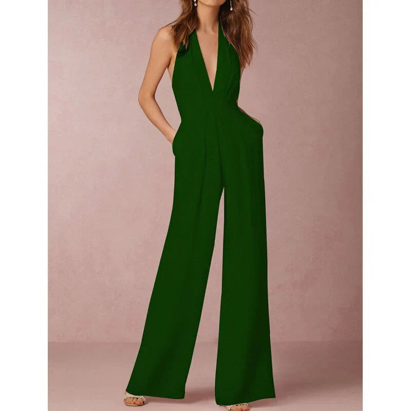 Alexandrine | Women's Halter Wide Leg Jumpsuit