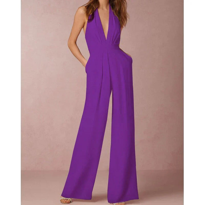Alexandrine | Women's Halter Wide Leg Jumpsuit