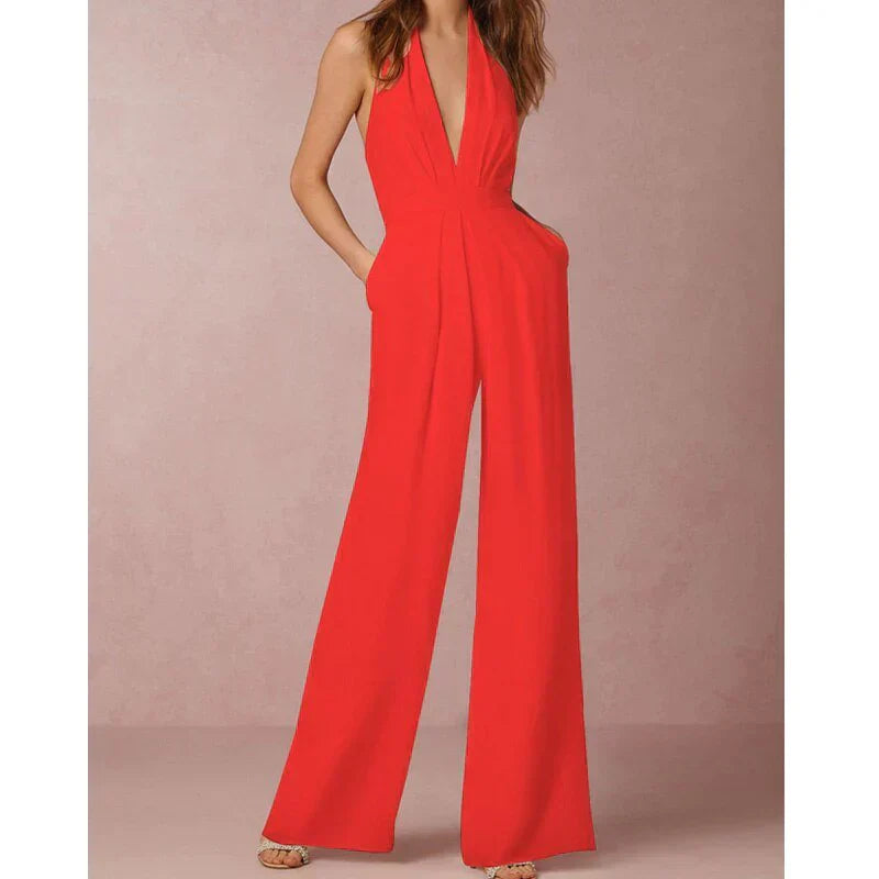 Alexandrine | Women's Halter Wide Leg Jumpsuit