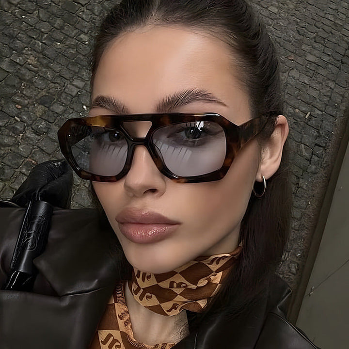 Avery | Women's Geometric Square Sunglasses with Color Tinted Lenses