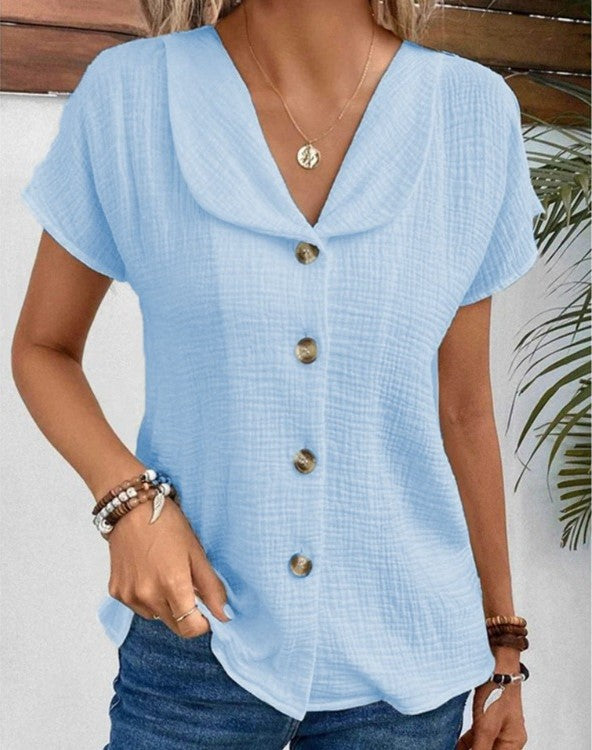 Jette | Women's Button Front Short Sleeve Top